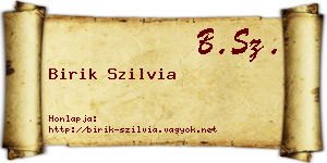 Birik Szilvia névjegykártya